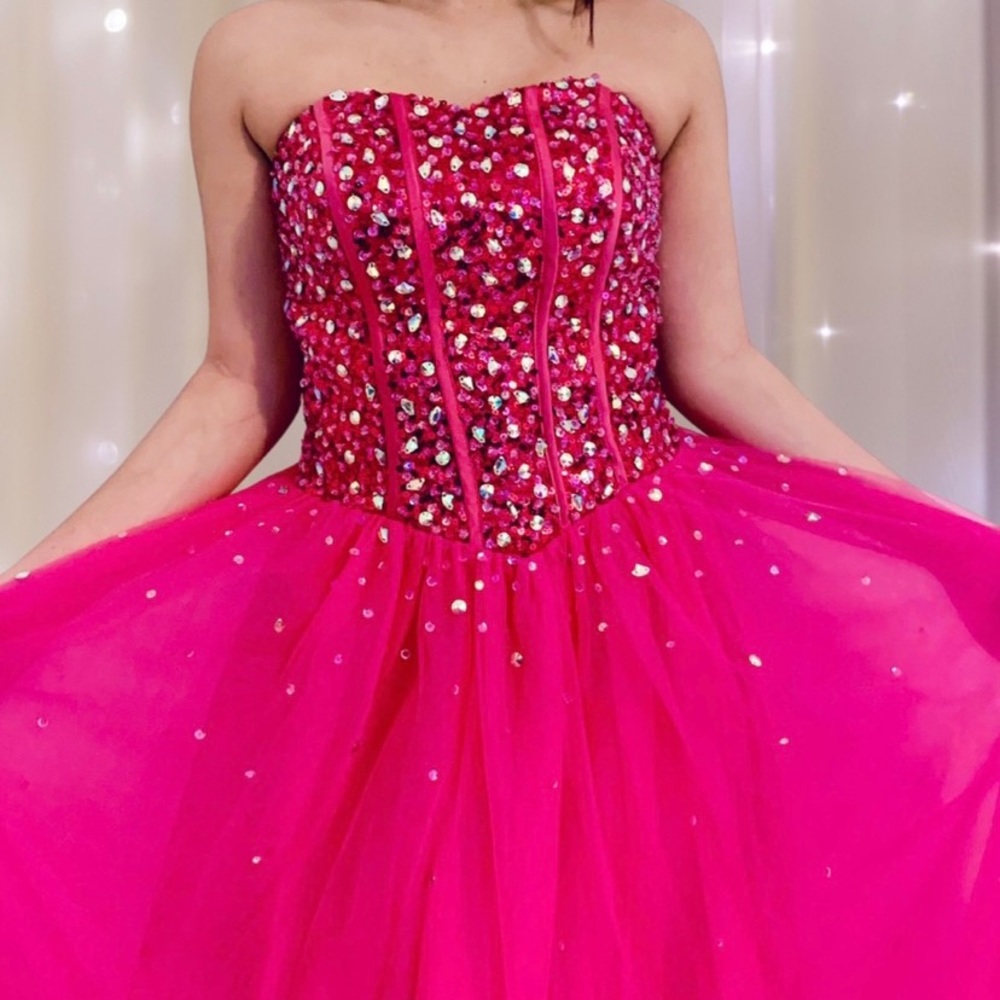 Pink Ball Gown With Gems Sz Small